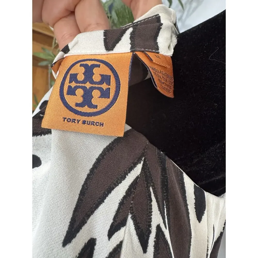 Tory Burch Silk Tunic Blouse Abstract Print Sz 12 luxury